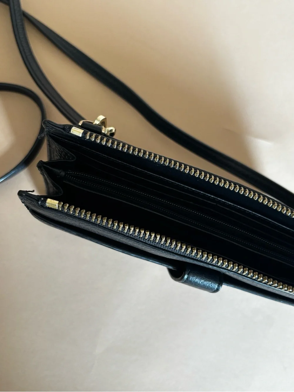 kate spade Black Leather Crossbody Card Wallet